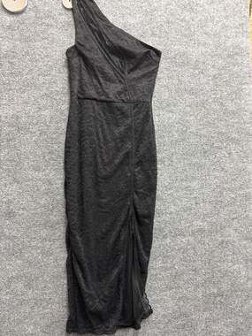 ASOS Design Black Lace One-Shoulder Midi Dress with Split